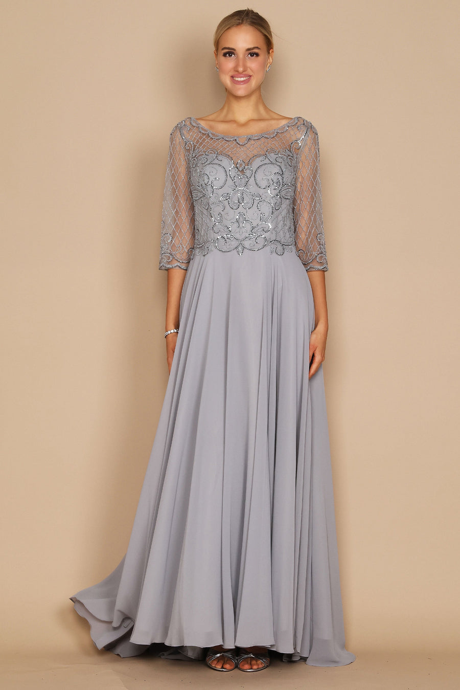 Long Sleeve Hand Beaded Mother of The Bride Dress Wholesale