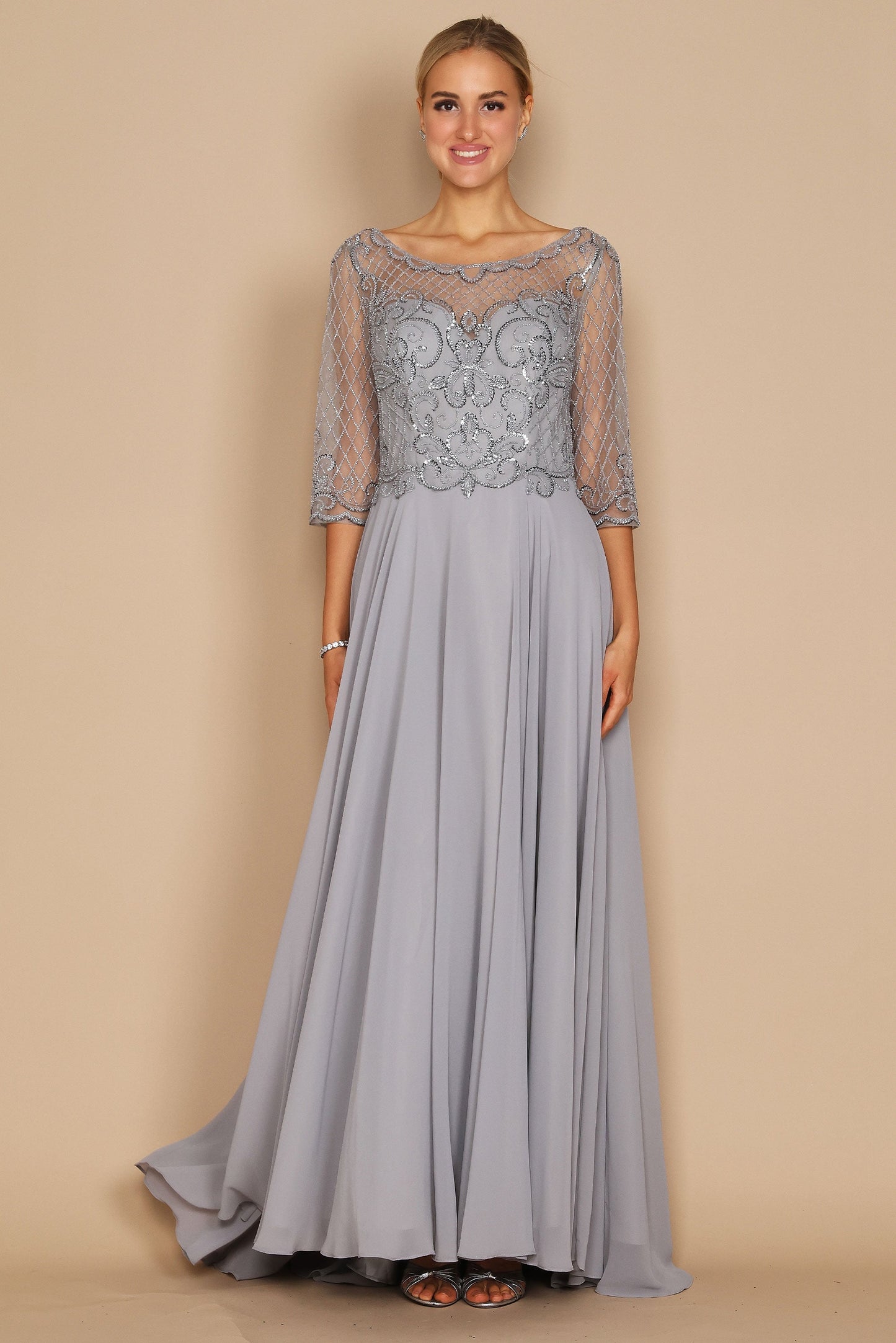 Long Sleeve Hand Beaded Mother of The Bride Dress Wholesale