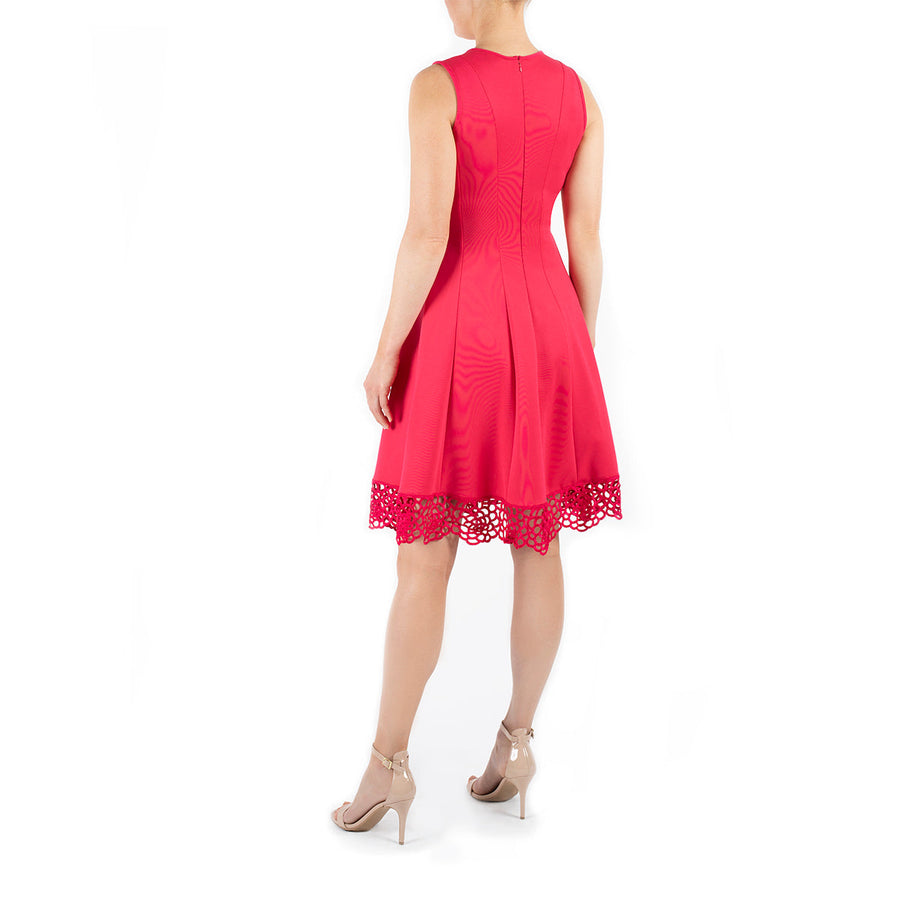 Donna Ricco Sleeveless Embroidered Hem A-Line Scuba Dress DR50170 Wholesale