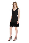 Donna Ricco Sleeveless V-Neck Cupcake Ruffle Hem Scuba Sheath Dress DR50413 Wholesale