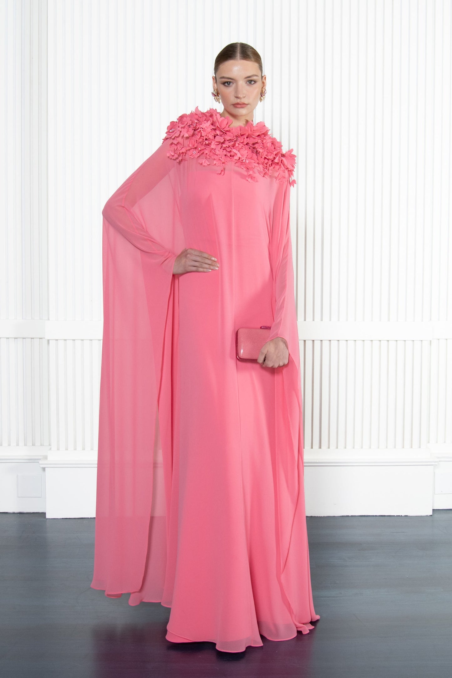 Jewel Neck Floor-Length Chiffon Formal A-Line Gown Badgley Mischka EG4492