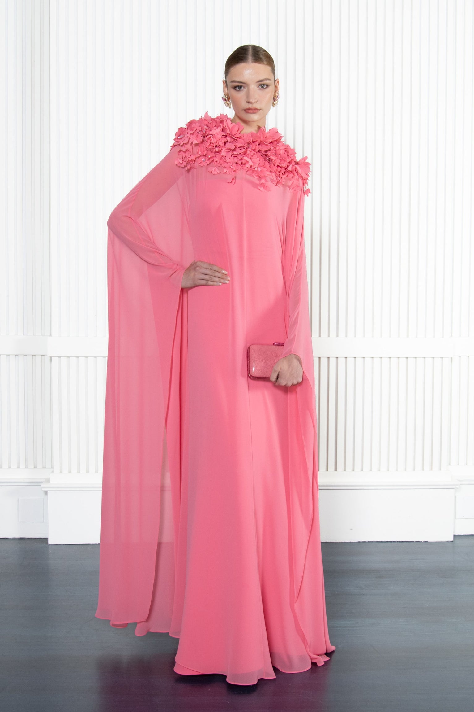 Jewel Neck Floor-Length Chiffon Formal A-Line Gown Badgley Mischka EG4492