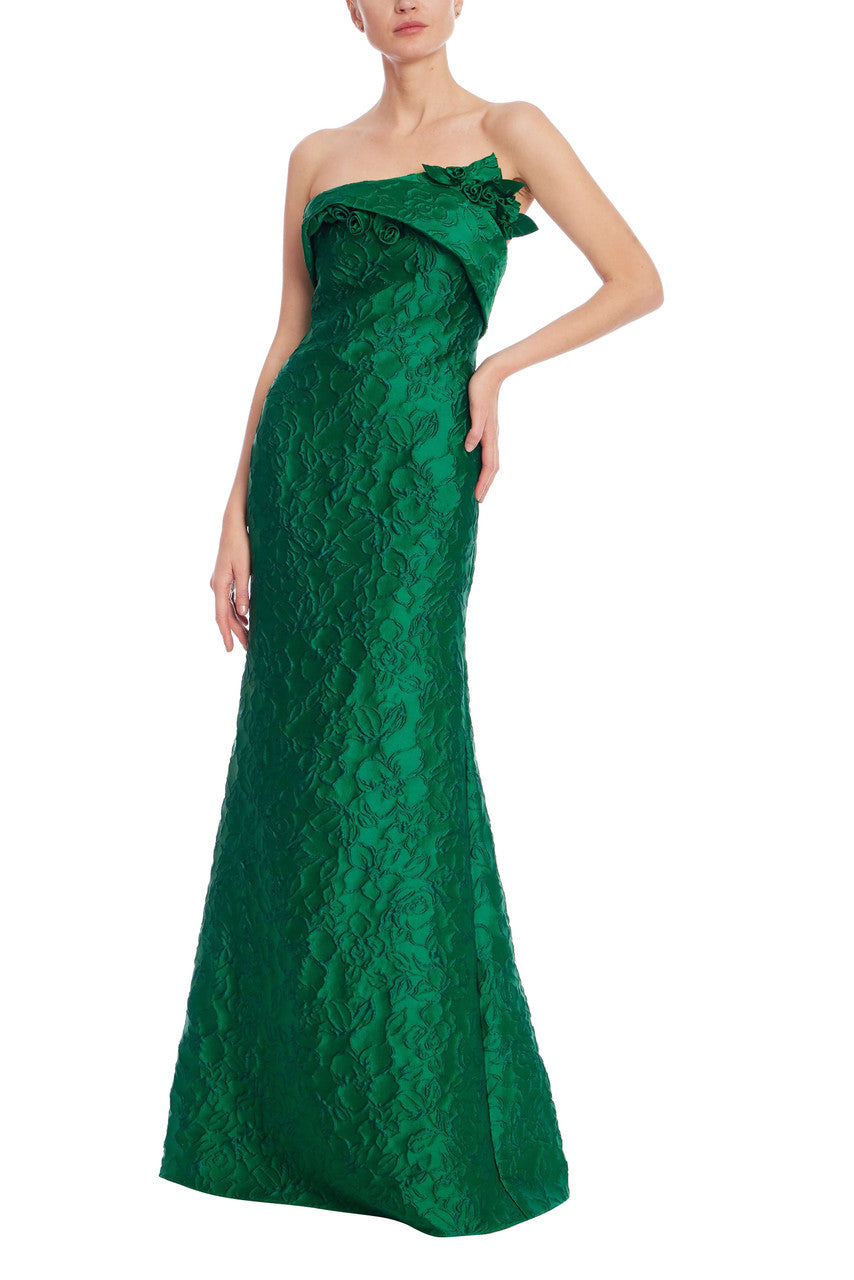Strapless Floor-Length Floral Jacquard Formal Mermaid Gown Badgley Mischka EG4572