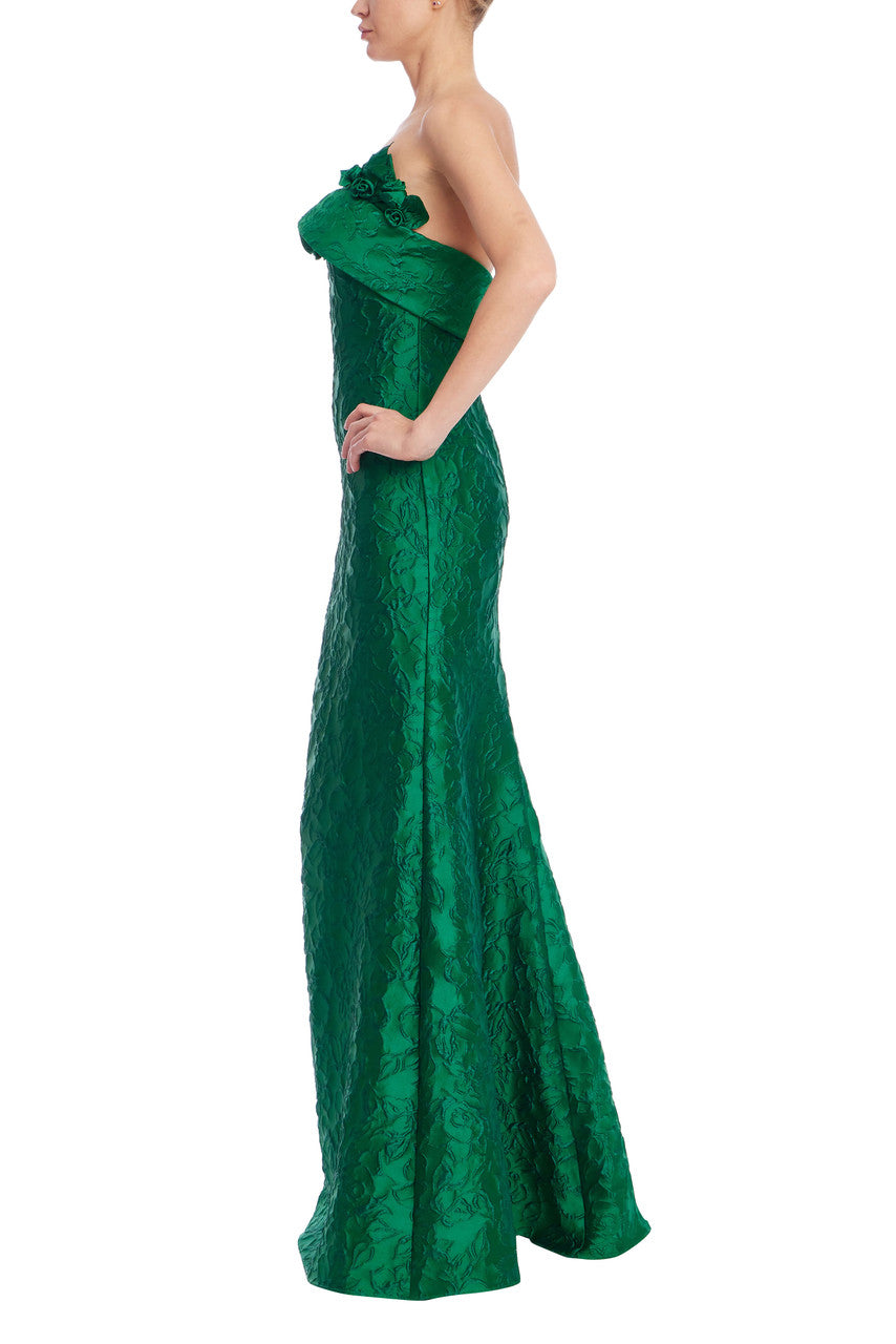 Strapless Floor-Length Floral Jacquard Formal Mermaid Gown Badgley Mischka EG4572