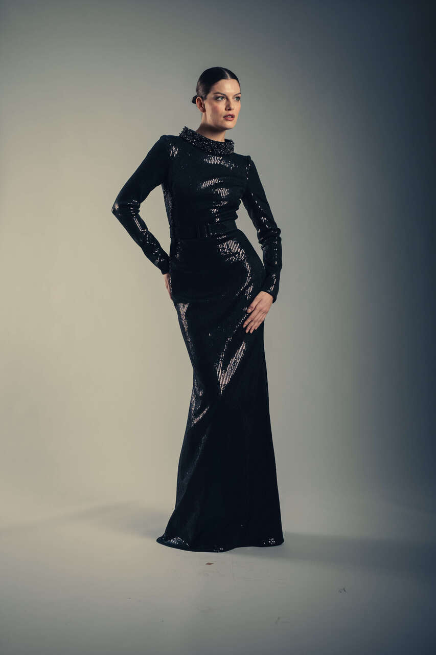 Jewel Neck Floor-Length Sequin Formal Mermaid Gown Badgley Mischka EG4581
