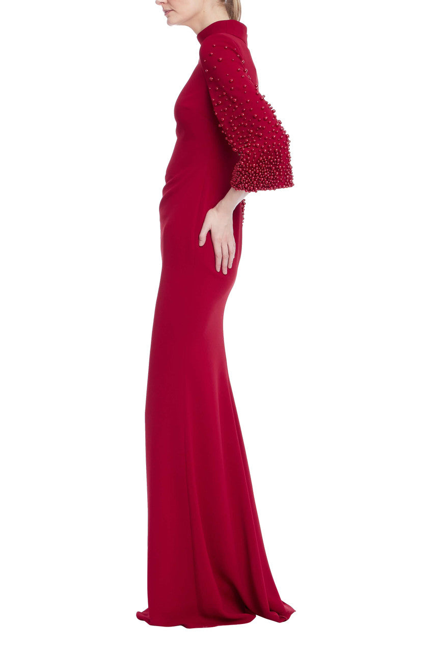 Crew/High-Neck Floor-Length Crepe Formal Sheath/Column Badgley Mischka EG4583A
