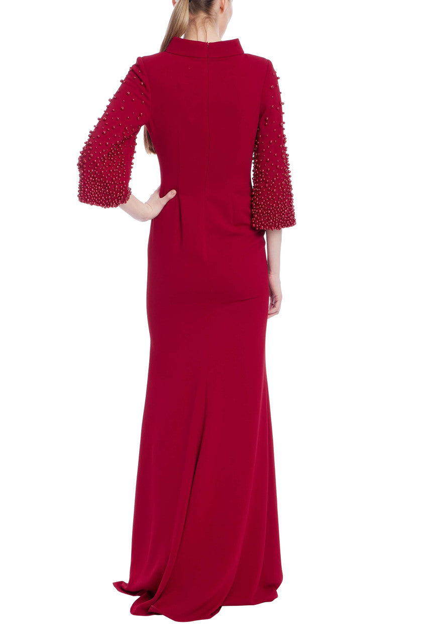 Crew/High-Neck Floor-Length Crepe Formal Sheath/Column Badgley Mischka EG4583A
