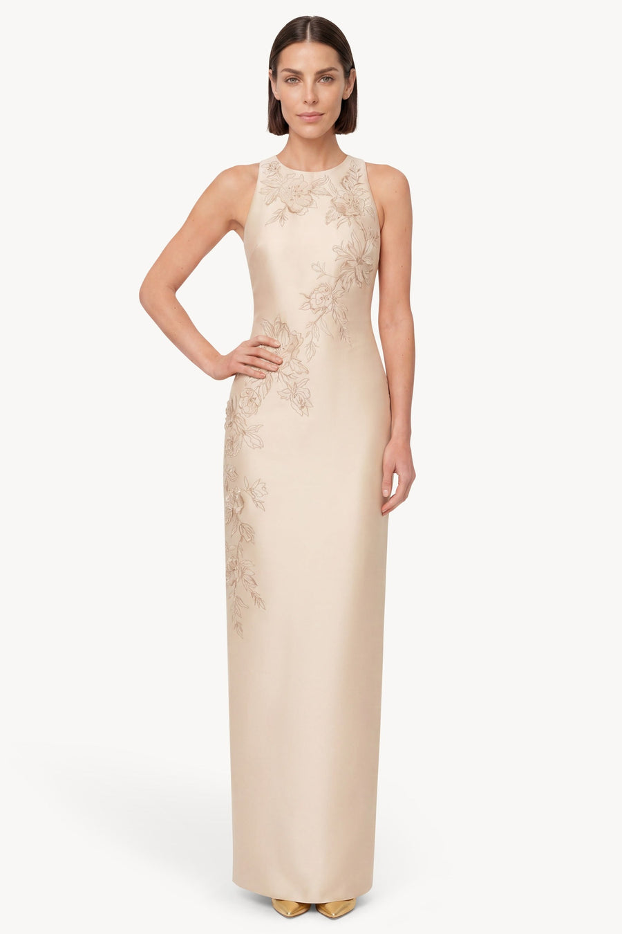 Beaded Applique Sleeveless Column Gown Badgley Mischka EG5104 Wholesale
