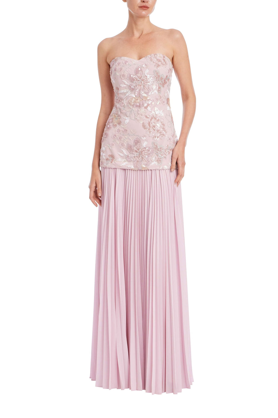 Strapless Beaded Bodice Dropwaist Gown Badgley Mischka EG5135 Wholesale