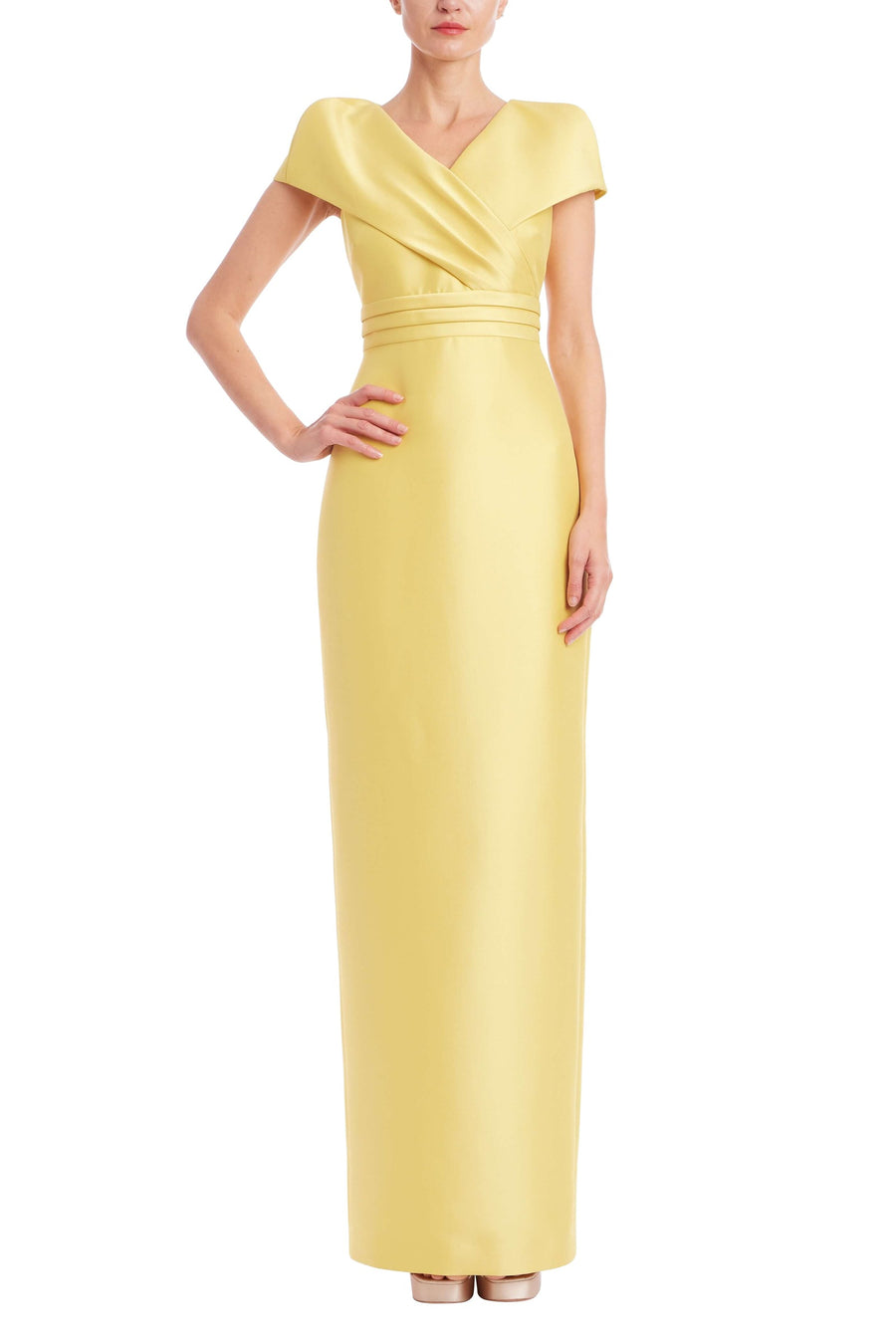 Faux Wrap Mikado Column Gown Badgley Mischka EG5138 Wholesale