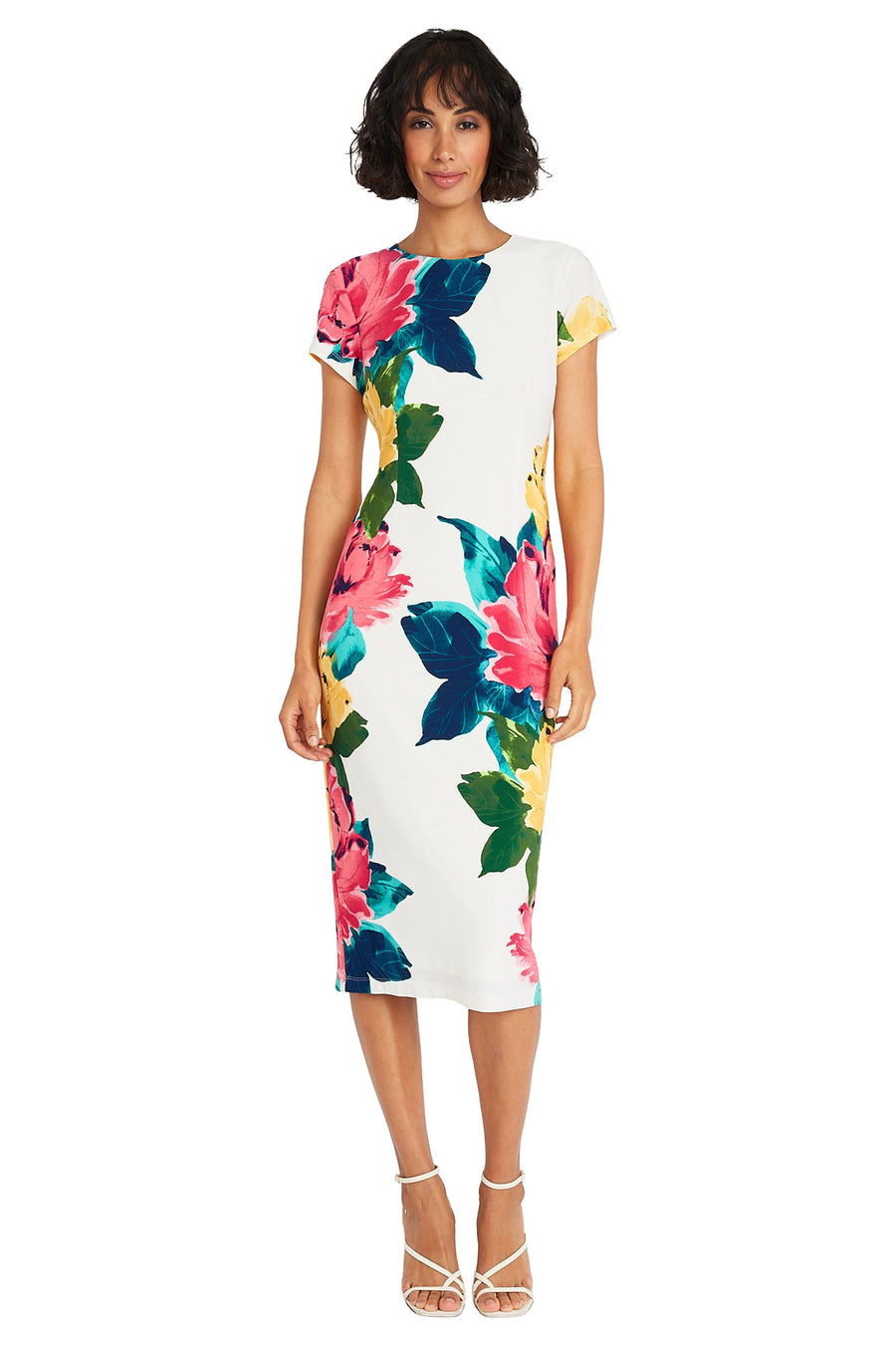 Maggy London Floral Short Sleeve Midi Sheath Dress G5527M Wholesale