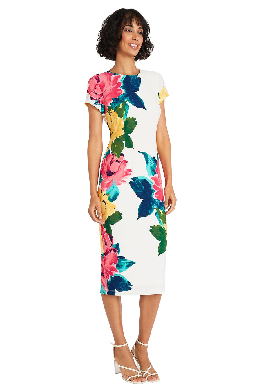 Maggy London Floral Short Sleeve Midi Sheath Dress G5527M Wholesale
