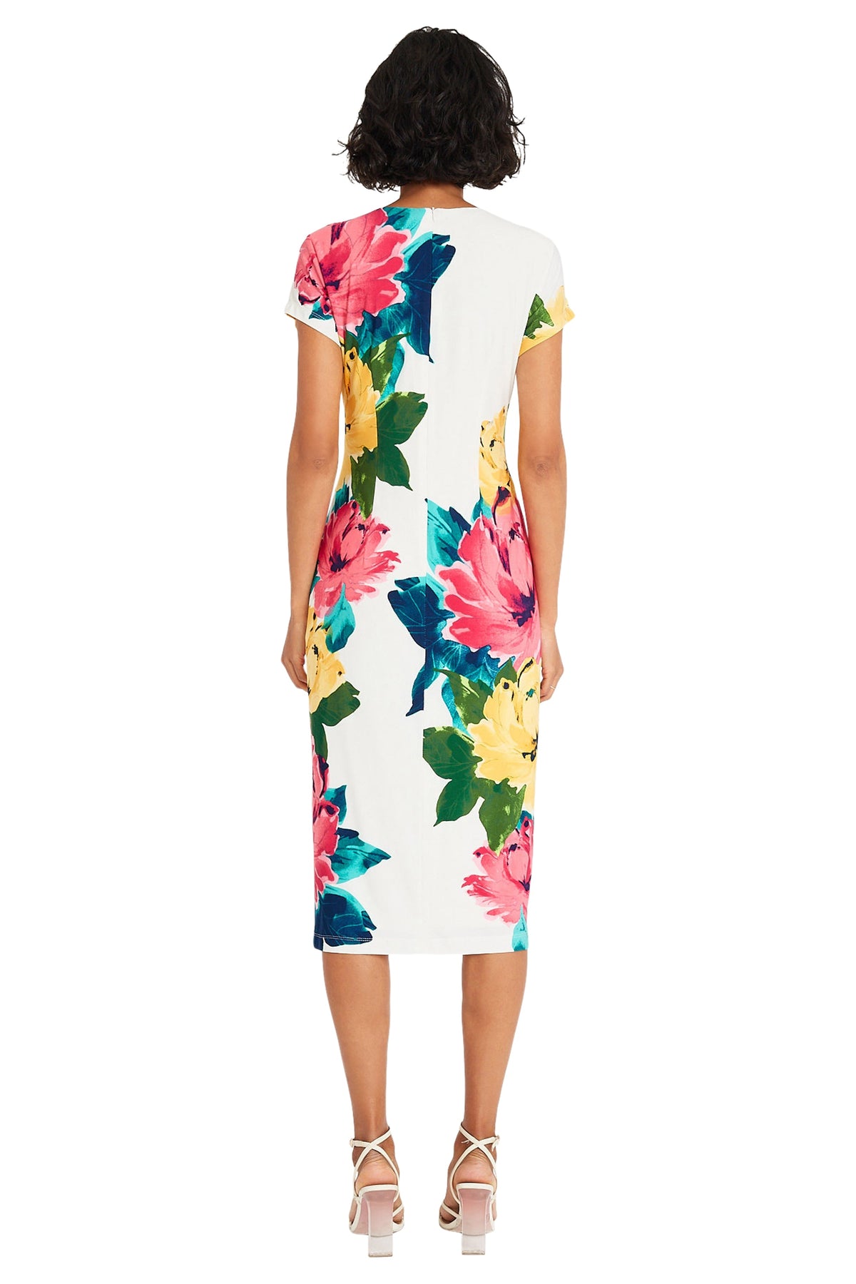 Maggy London Floral Short Sleeve Midi Sheath Dress G5527M Wholesale