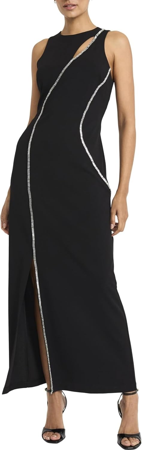 Maggy London Crystal Trimmed Keyhole Slit Maxi Gown G6323M Wholesale