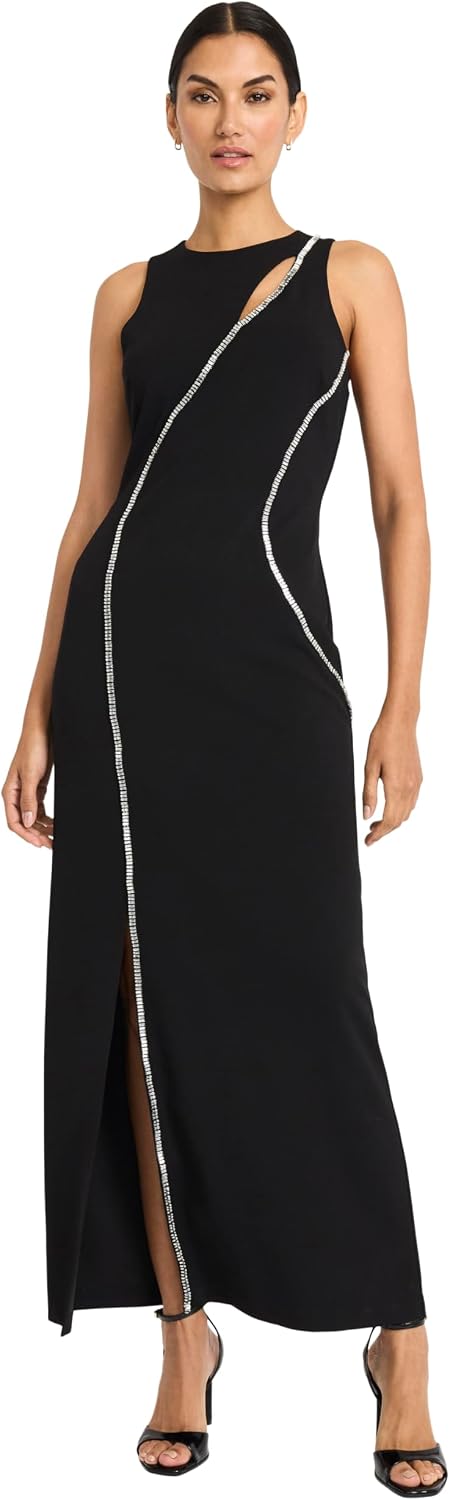 Maggy London Crystal Trimmed Keyhole Slit Maxi Gown G6323M Wholesale