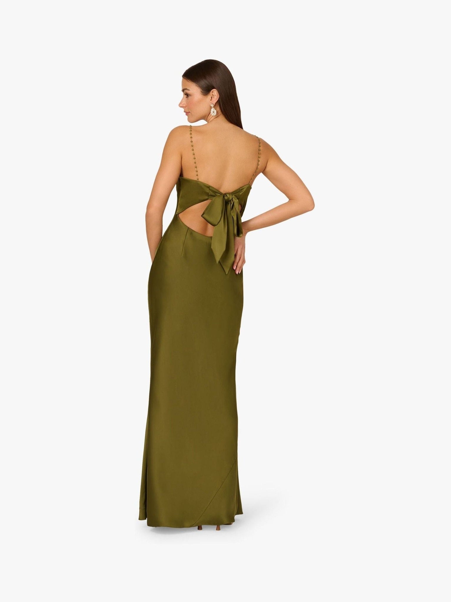 Square Floor-Length Satin Formal Sheath Gown Adrianna Papell ADAE212175