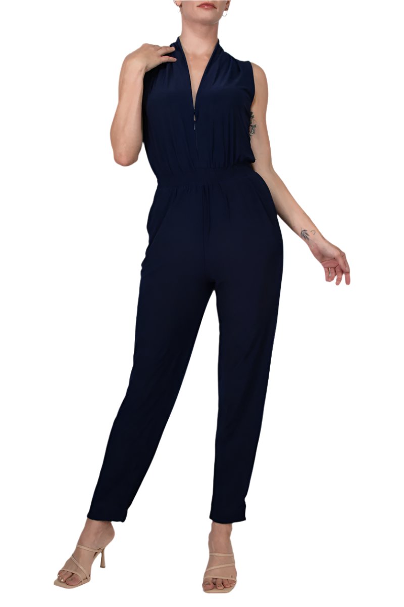 Jumpsuit Long Formal Pocket Jumpsuit Wholesale Navy