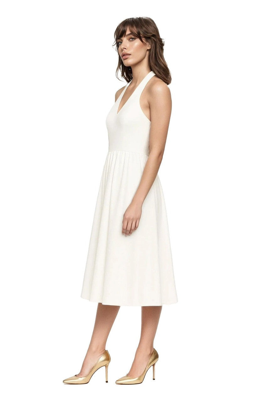 Badgley Mischka Halter V-Neck A-Line Midi Dress J0558 Wholesale