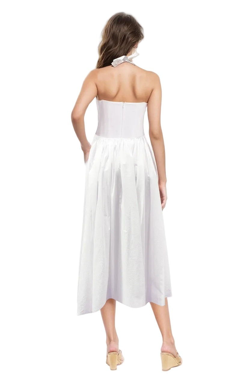 Badgley Mischka Halter V-Neck A-Line Midi Dress J0558 Wholesale