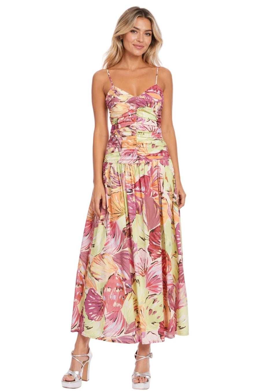 Printed Spaghetti Strap Cotton Day Dress Jewel by Badgley Mischka J0815 Wholesale