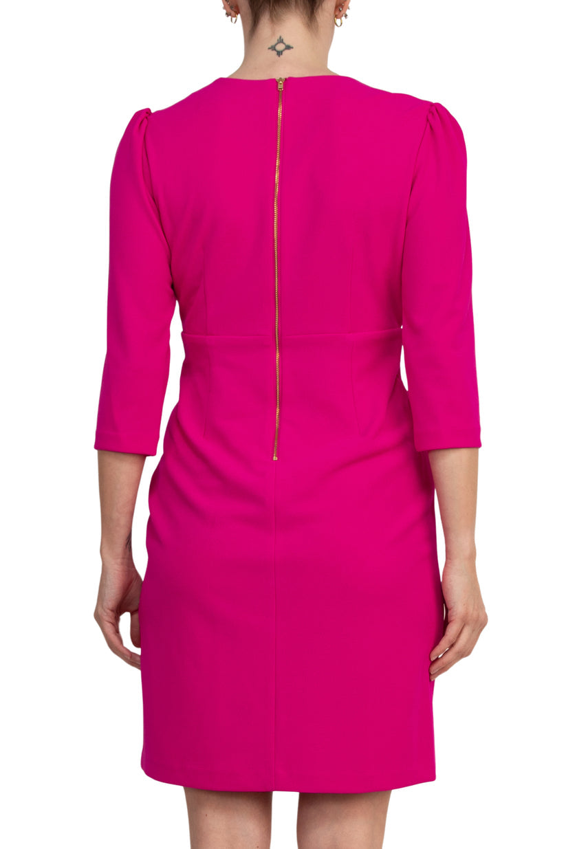 Julia Jordan 3/4 Sleeve V-Neck Cascade Ruffle Scuba Sheath Dress JJ38491 Wholesale