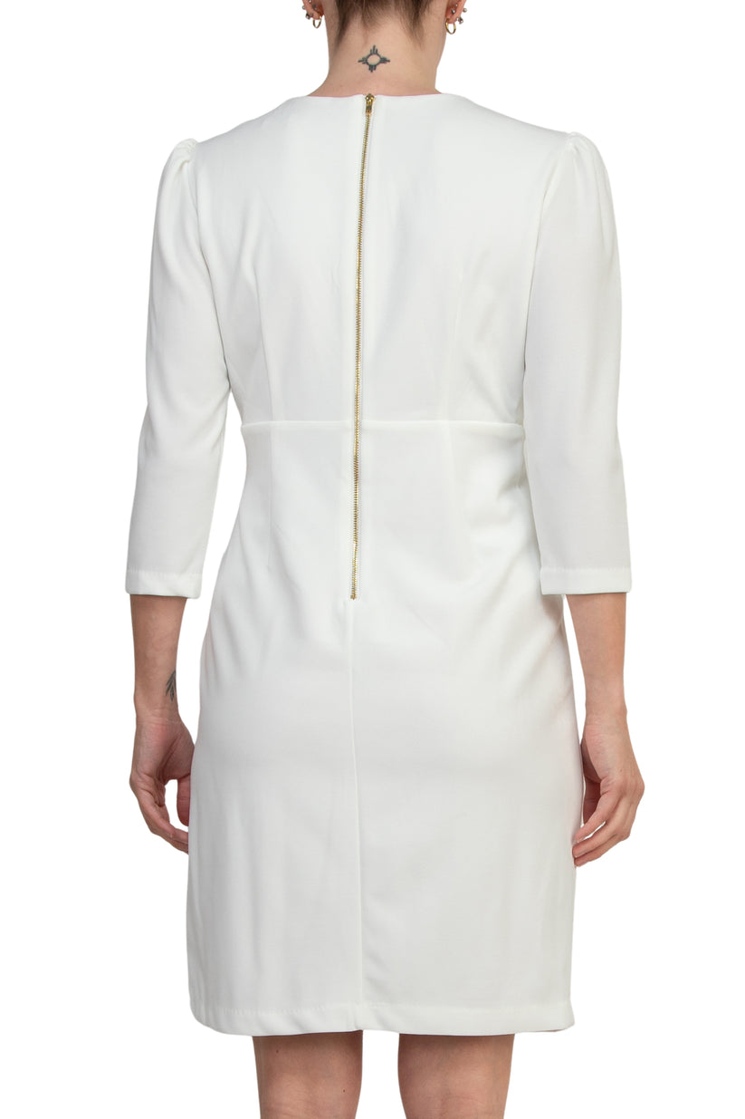 Julia Jordan 3/4 Sleeve V-Neck Cascade Ruffle Scuba Sheath Dress JJ38491 Wholesale
