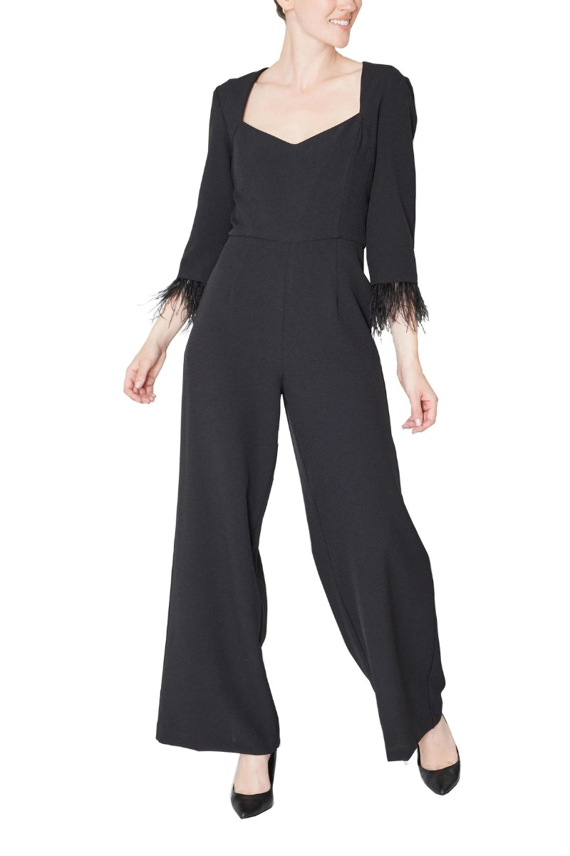 Jumpsuit Feather Long Formal Jumpsuit Wholesale Black