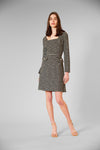 Julia Jordan Long Sleeve Square Neck Belted Boucle Short Dress JJ41312 Wholesale