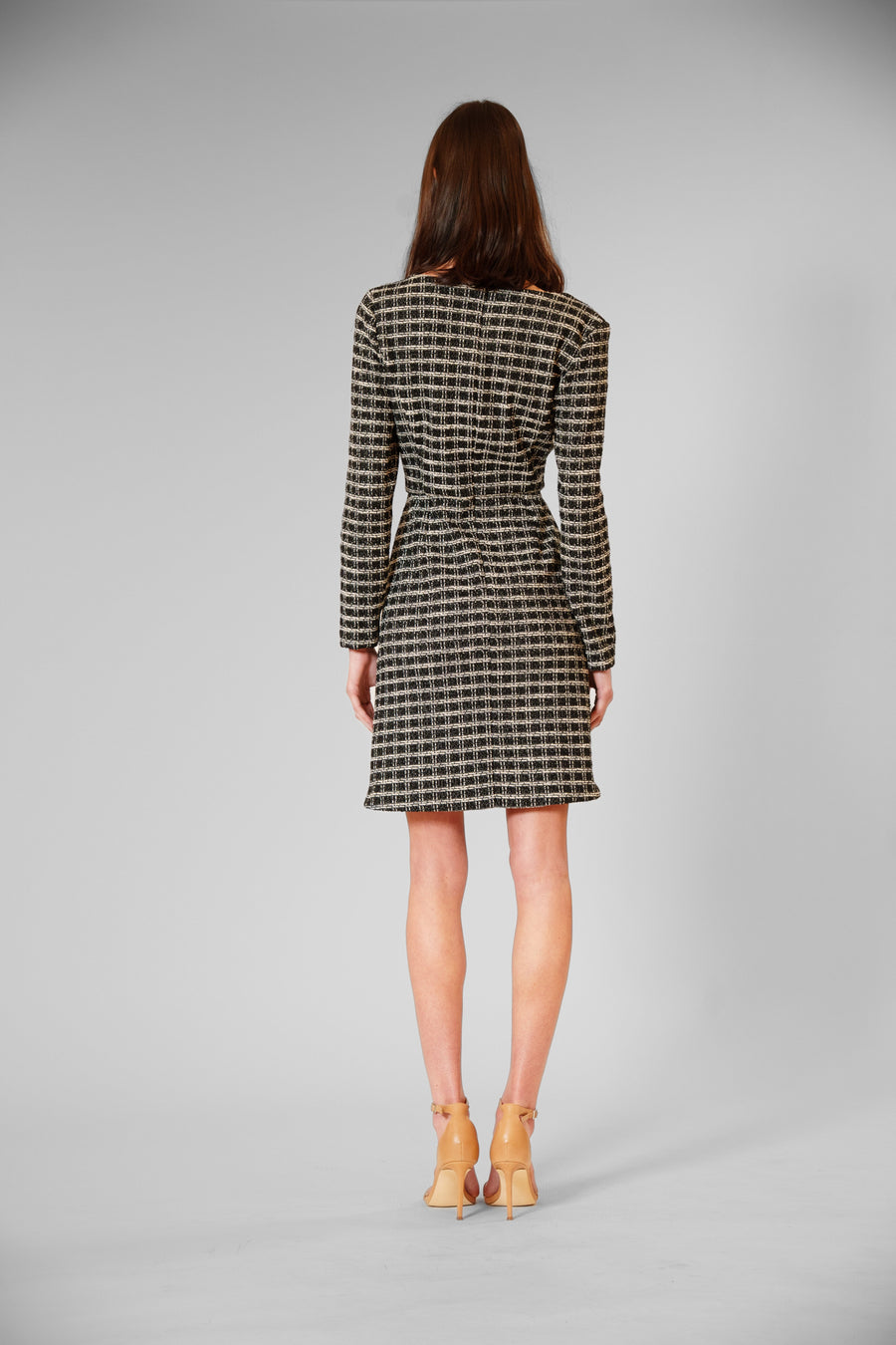 Julia Jordan Long Sleeve Square Neck Belted Boucle Short Dress JJ41312 Wholesale