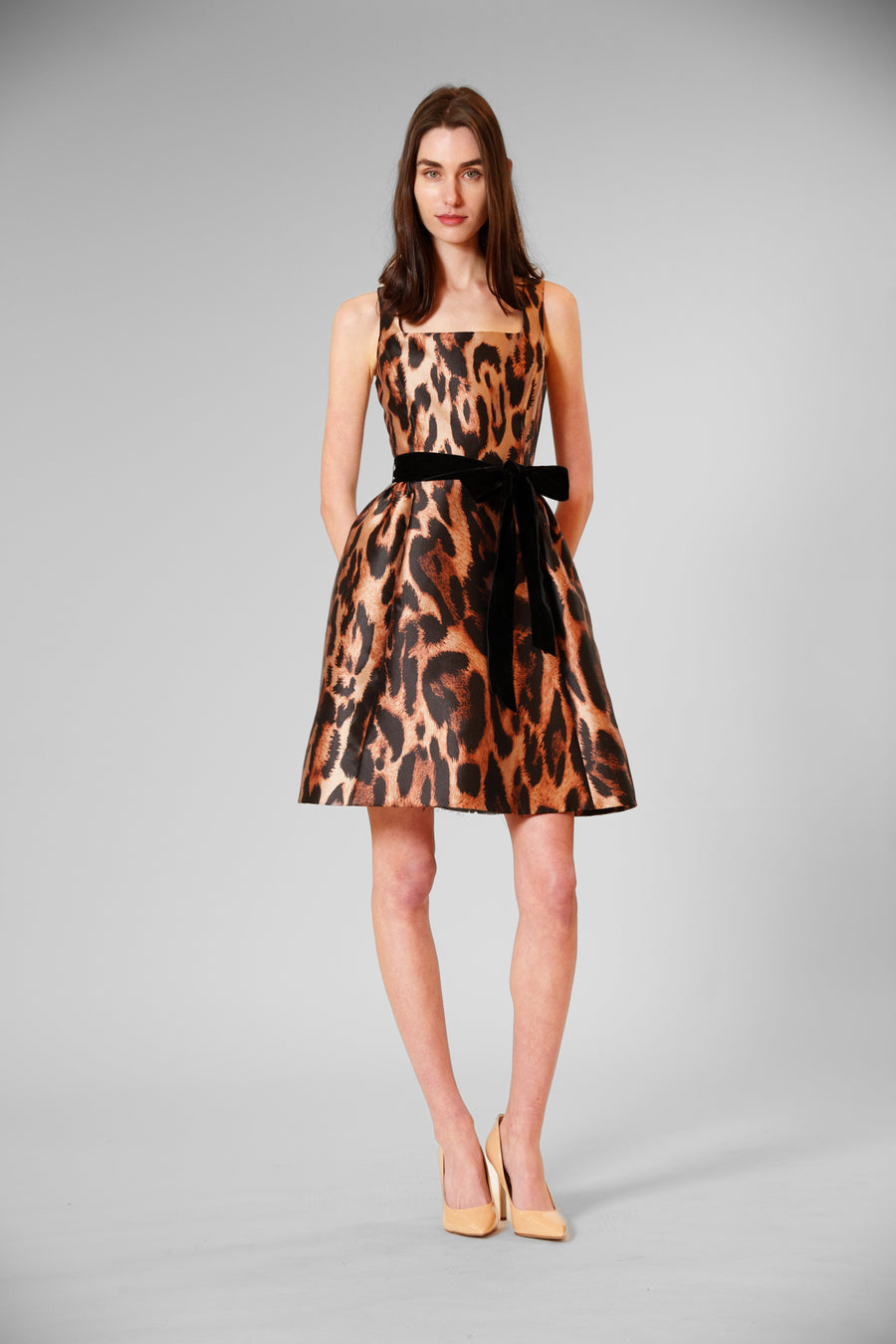 Leopard Print Cocktail Dress with Velvet Sash Julia Jordan JJ41481 Wholesale