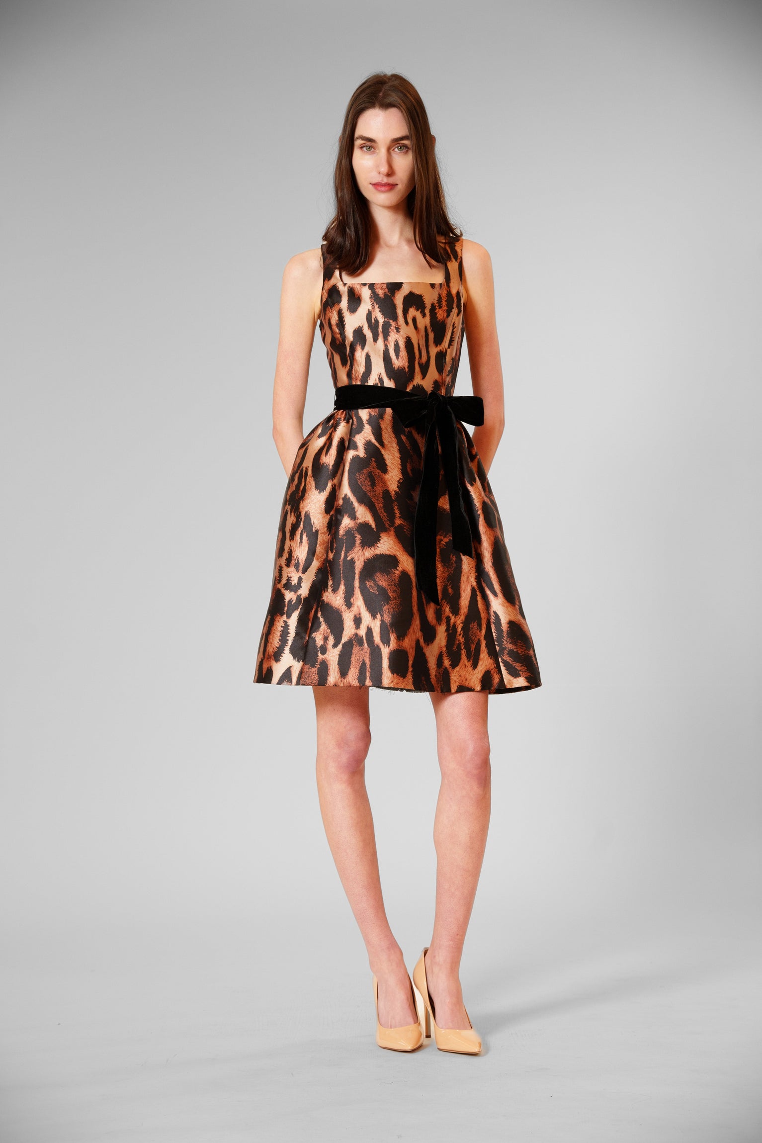 Leopard Print Cocktail Dress with Velvet Sash Julia Jordan JJ41481 Wholesale