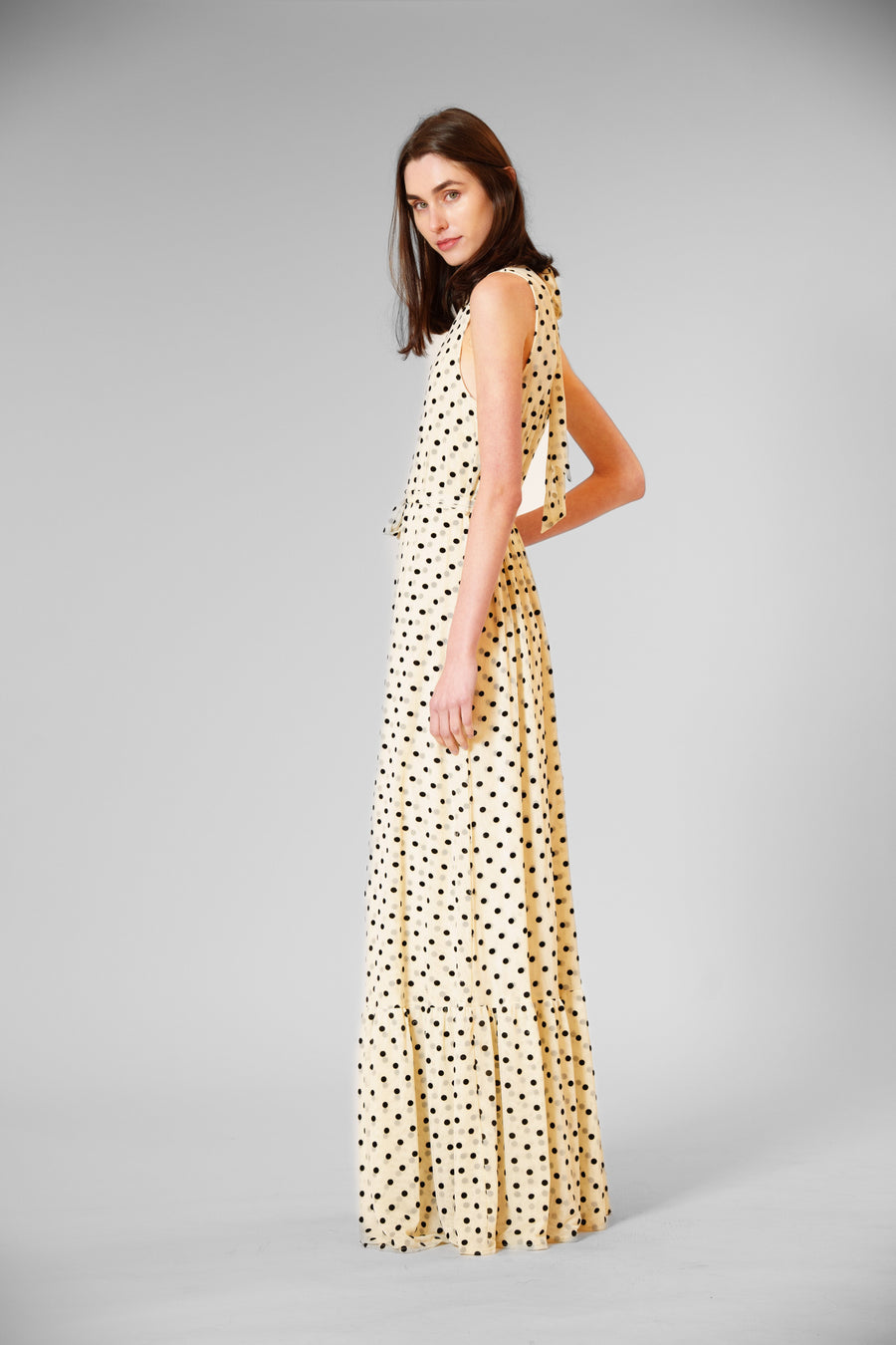 Polka Dot Mesh Overlay Gown with Sash Julia Jordan JJ41556A Wholesale