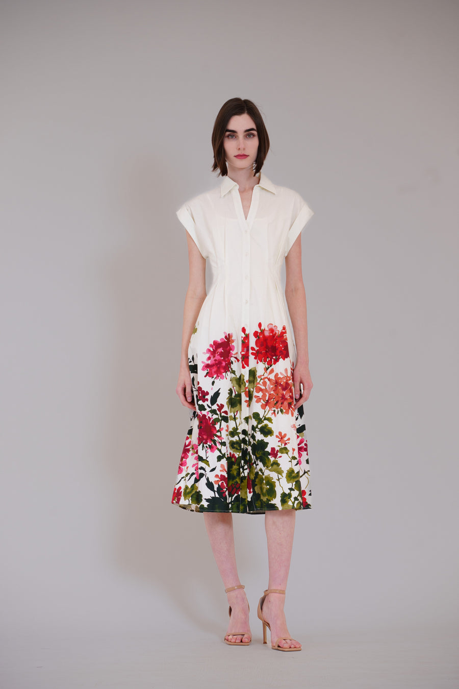 Short Sleeve V-Neck Printed Midi Shirt Dress Julia Jordan JJ41617 Wholesale