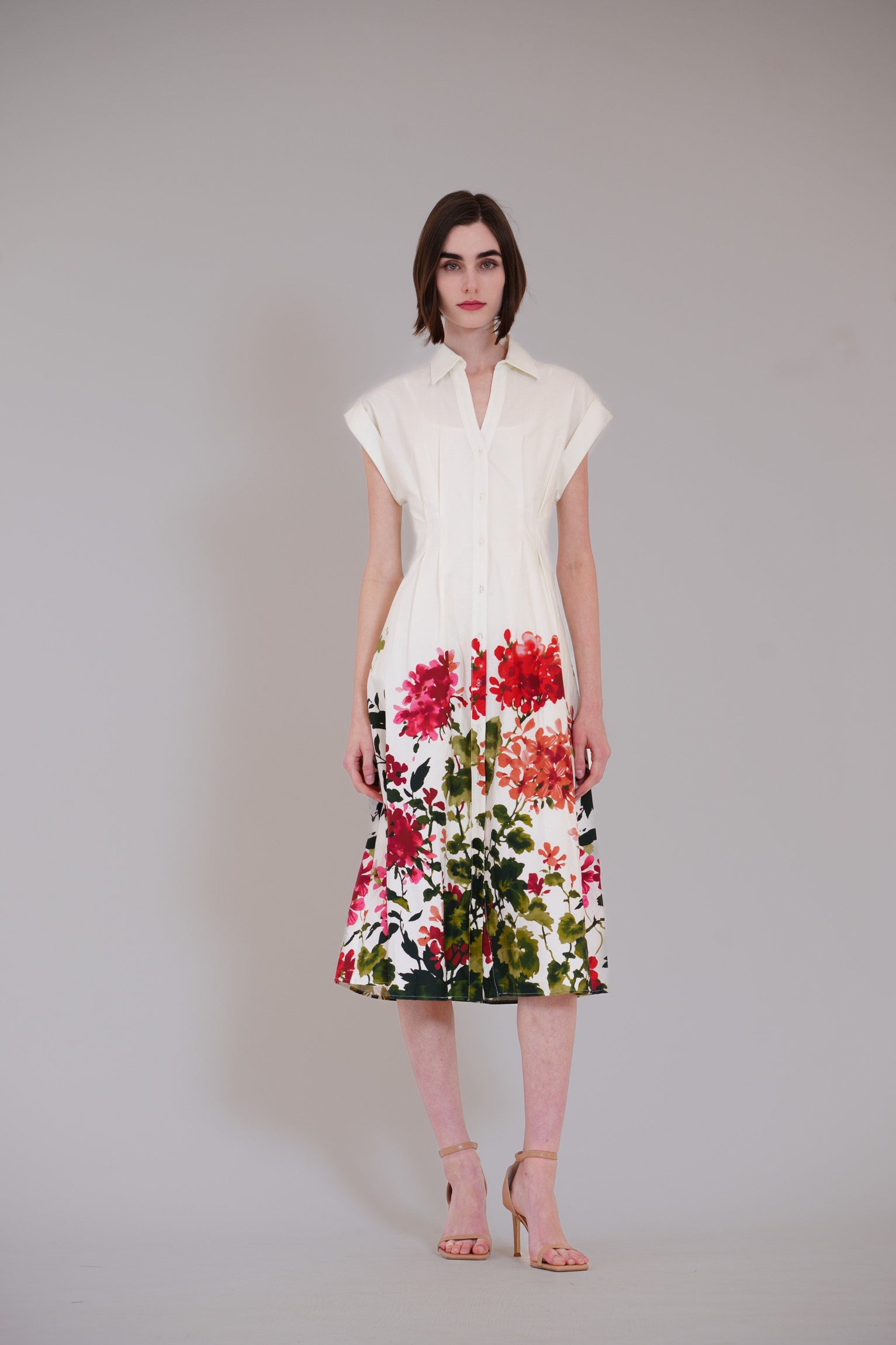 Short Sleeve V-Neck Printed Midi Shirt Dress Julia Jordan JJ41617 Wholesale