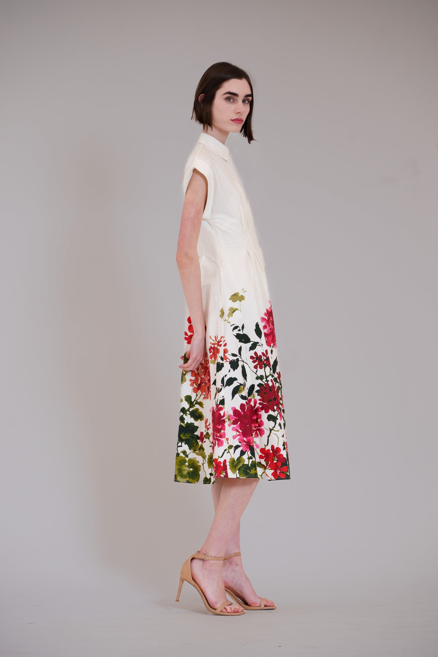Short Sleeve V-Neck Printed Midi Shirt Dress Julia Jordan JJ41617 Wholesale