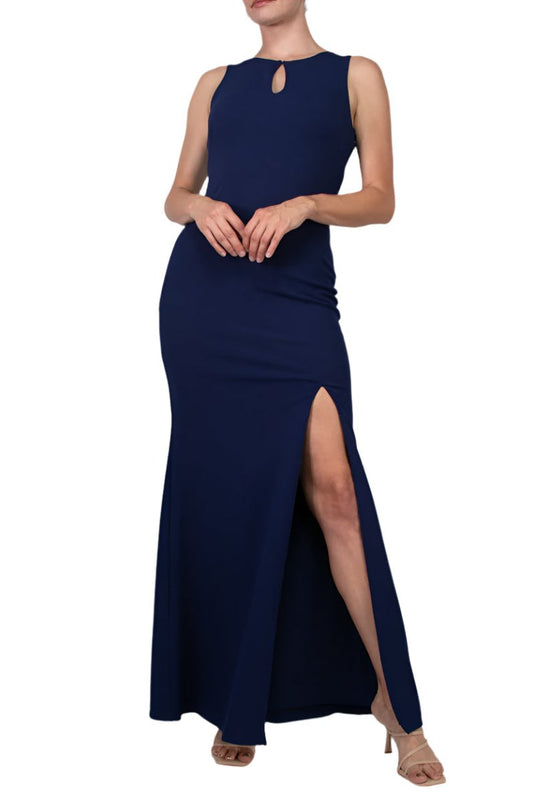 Formal Dresses Fitted Long Formal Beaded Dress Wholesale Navy