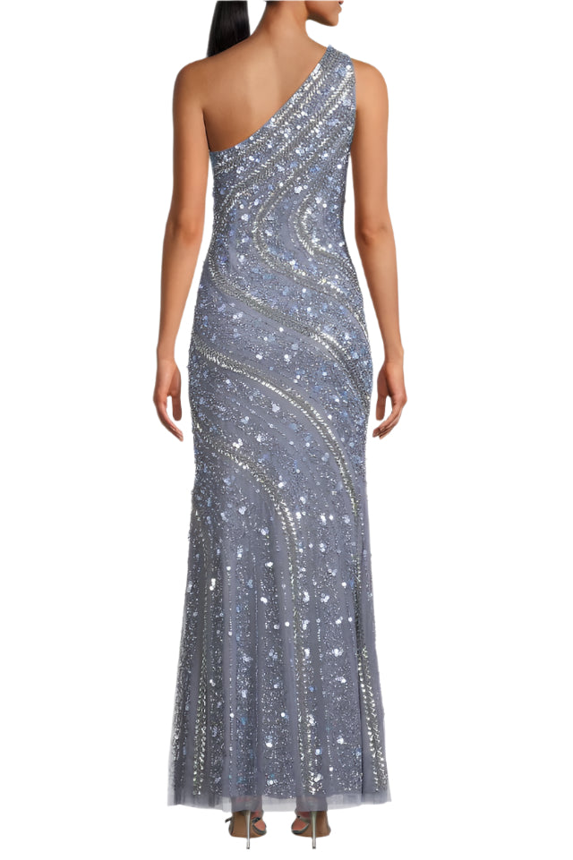 Prom Dresses Long Formal Beaded Sequin Fitted Prom Dress Dusty Blue
