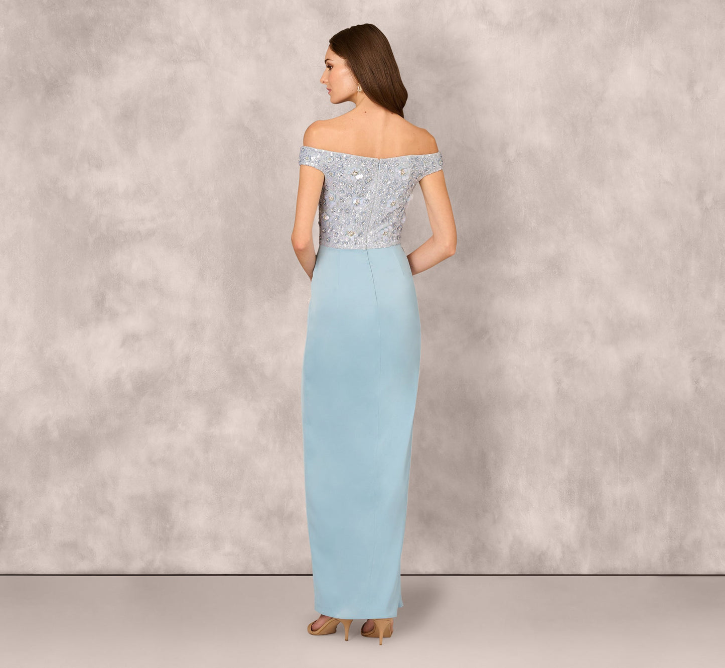 Aidan Mattox MD1E209365 Slit Long Sequin Formal Dress Wholesale
