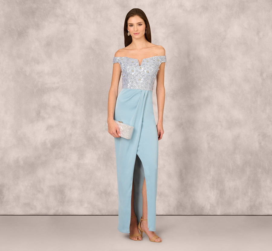 Aidan Mattox MD1E209365 Slit Long Sequin Formal Dress Wholesale