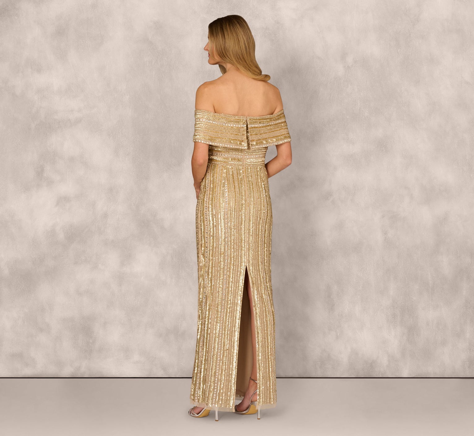 Off-the-Shoulder Floor-Length Sequin Formal Dress Aidan Mattox MD1E209782 Wholesale