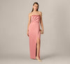 Rose Aidan Mattox MD1E209846 Strapless Floor-Length Satin Formal High Slit Dress