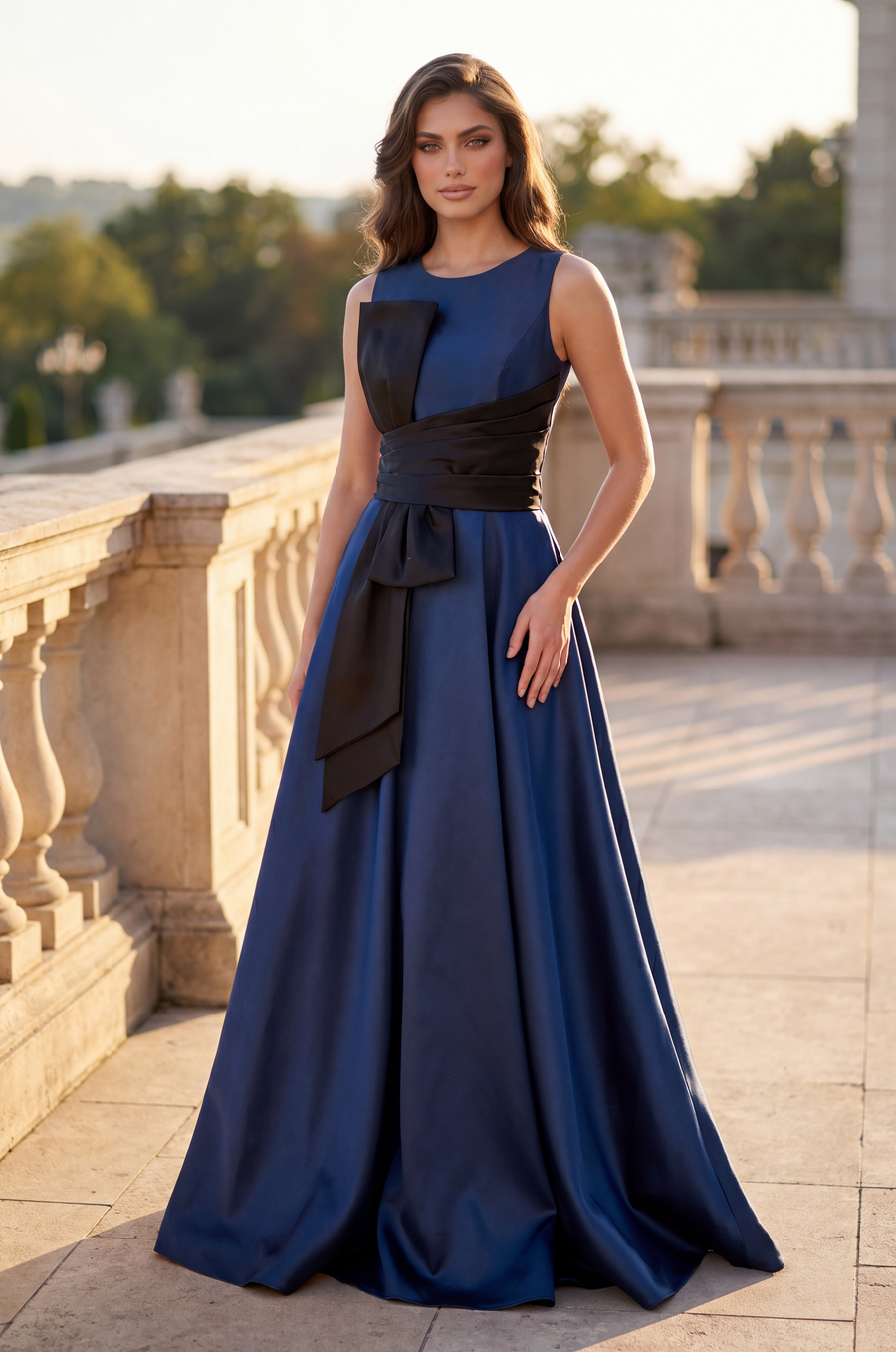 Long Formal Ball Gown with Statement Bow Wholesale