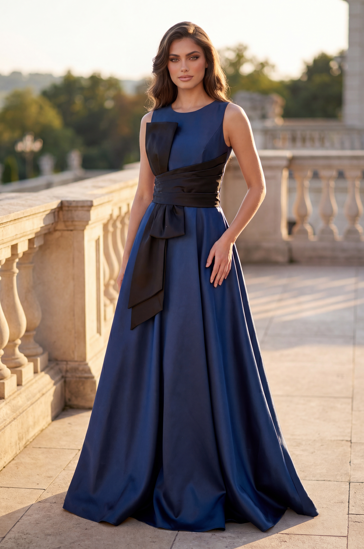 Long Formal Ball Gown with Statement Bow Wholesale