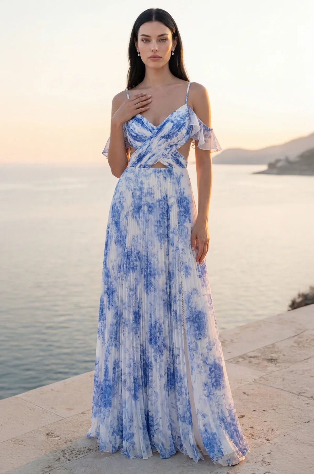 Long Prom Dress with Side Cut Outs Wholesale