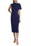 Cocktail Dresses Fitted Cape Cocktail Midi Dress Wholesale Navy