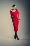 Off-the-Shoulder Midi Crepe Formal Sheath Column Badgley Mischka SC4493