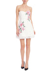 Badgley Mischka Strapless Lace Mini Dress with 3D Floral Appliques SC4562 Wholesale