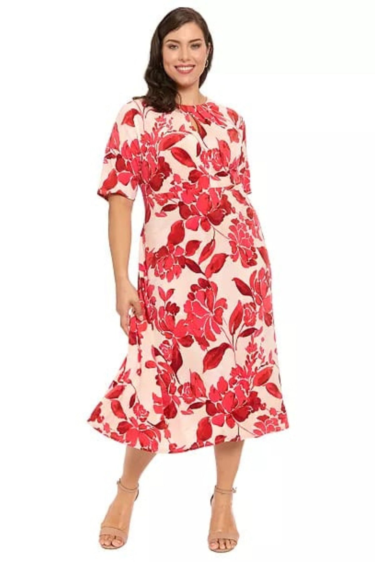 London Times T10260M A Line Floral Midi Dress Wholesale