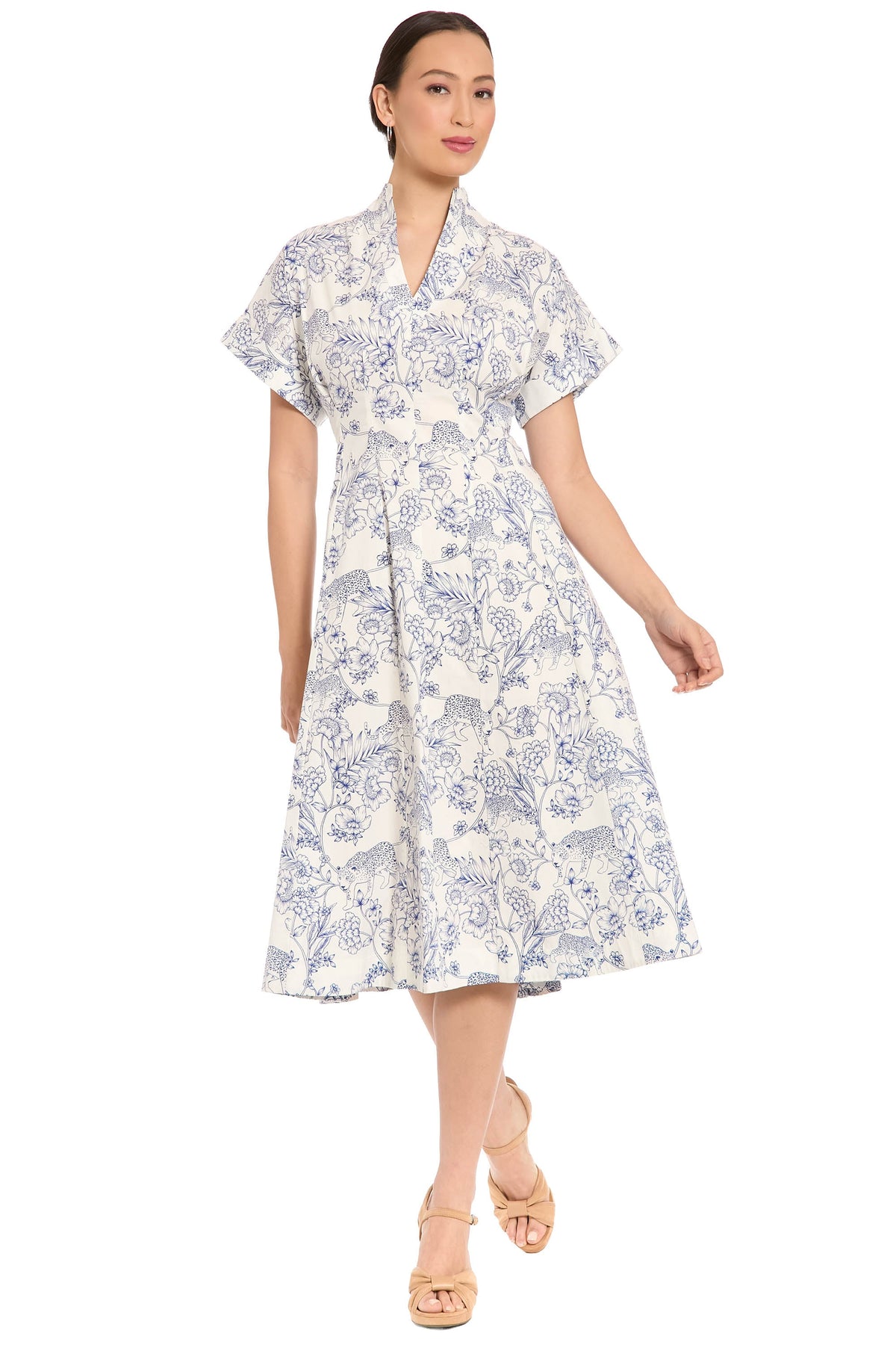London Times A Line Midi Printed Dress T10311M Wholesale