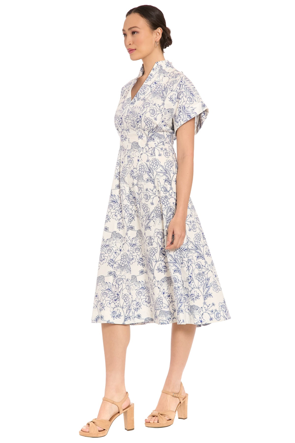London Times A Line Midi Printed Dress T10311M Wholesale